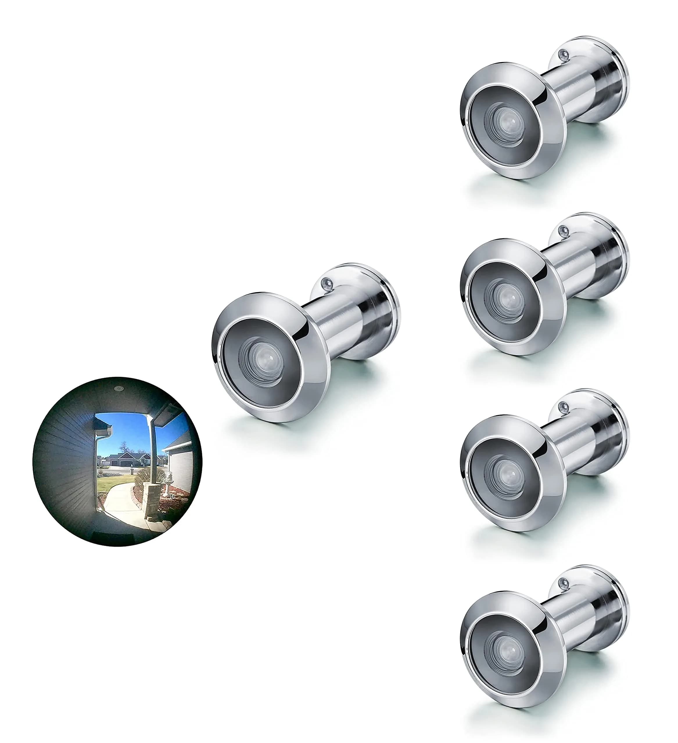 TOGU Solid Brass Door Viewer 220° Polished Chrome | Heavy Duty Privacy Cover (70-120 chars)