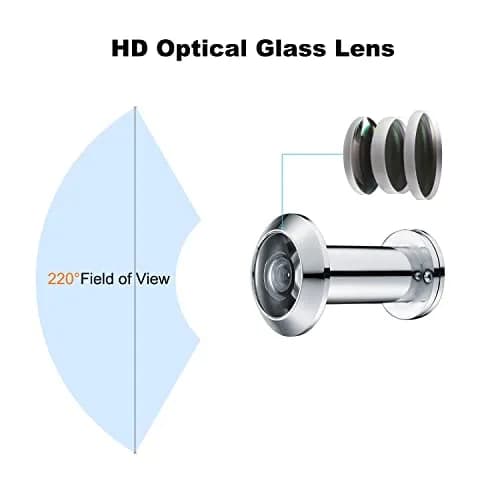 TOGU Door Viewer Peephole 220° Brass Polished Chrome | Heavy Duty Privacy Cover (70-120 chars) thumbnail 5