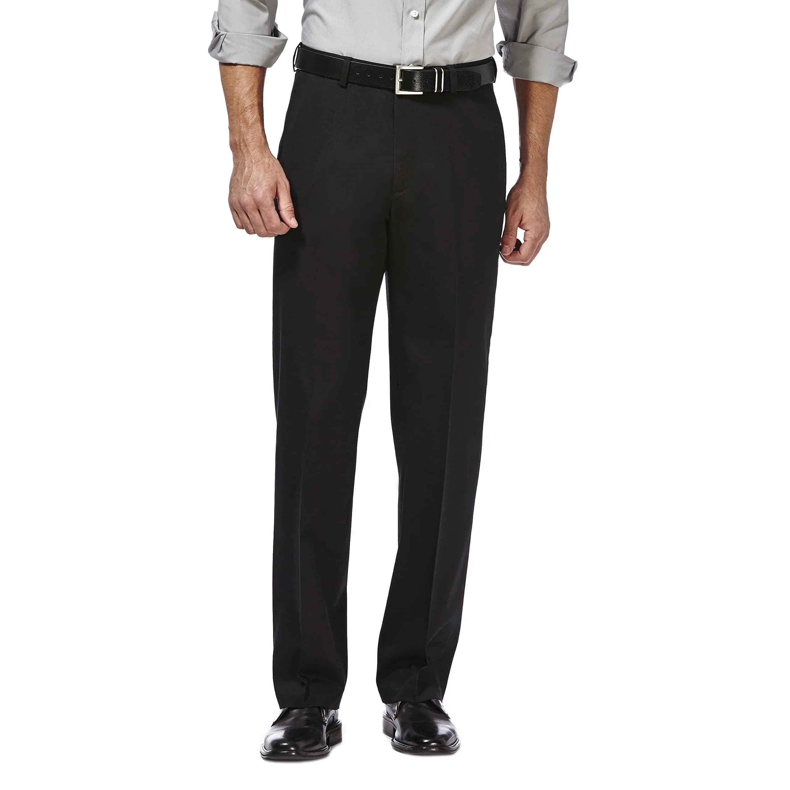 Haggar Men's Classic Fit Premium No Iron Khaki Pant | Stretch Cotton Blend, Hidden Expandable Waistband, Business Casual (70-120 chars)