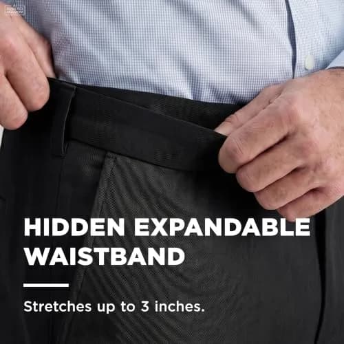 Haggar Men's Classic Fit Premium No Iron Khaki Pant | Stretch Cotton Blend, Hidden Expandable Waistband, Business Casual (70-120 chars) thumbnail 2