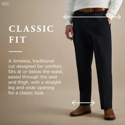 Haggar Premium No Iron Khaki Classic Fit Expandable Waist Flat Front Pant, Black, 42x29 | Versatile Business & Casual Style thumbnail 4