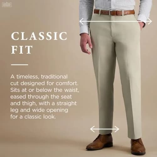 Haggar Premium No Iron Khaki Classic Fit Expandable Waist Flat Front Pant, Sand, 38W x 30L | Versatile, Easy-Care Dress Pant for Men thumbnail 4