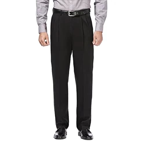 Haggar Men's Classic Fit Premium No Iron Khaki Pleated Pant | Stretch Cotton Blend, Hidden Expandable Waistband, Business Casual thumbnail 1