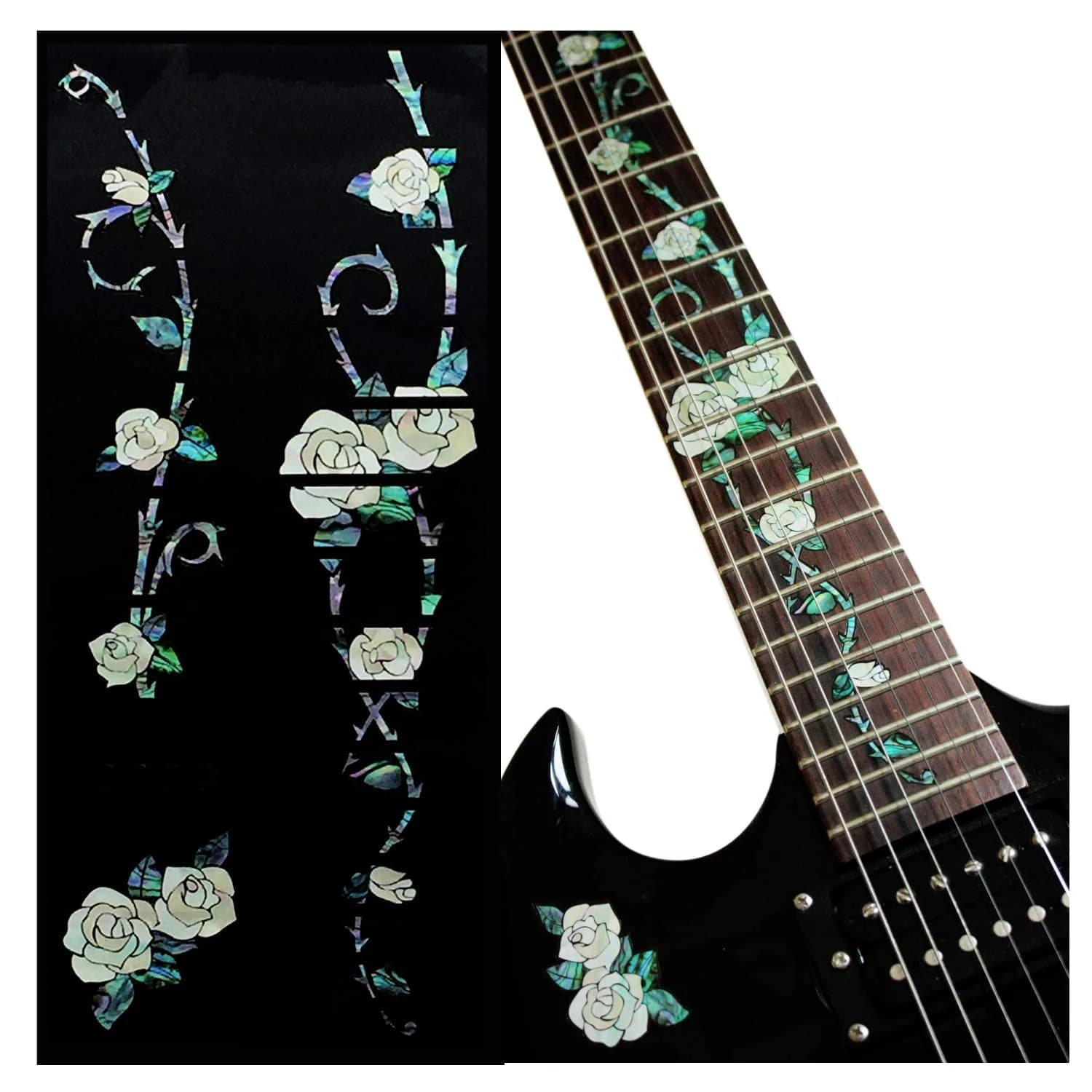 Inlaystickers Magnolia Flower Tree Of Life Guitar Position Mark Inlay Sticker | Floral, Water-Resistant, Single Use — White Pearl, Abalone-mix