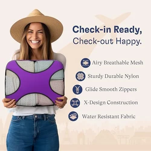 Shacke Packing Cubes for Travel with Laundry Bag, 5-Piece Set, Orchid Purple | Structured & Stackable Luggage Organizers thumbnail 5
