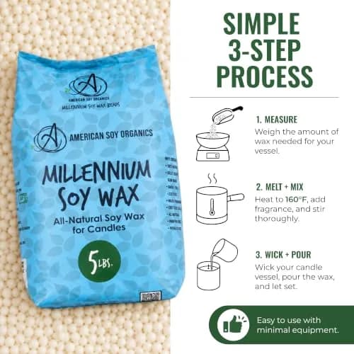 American Soy Organics Millennium Soy Wax Beads 5 lbs | Paraffin-Free Candle Wax for Home & Small Batch Crafts thumbnail 4
