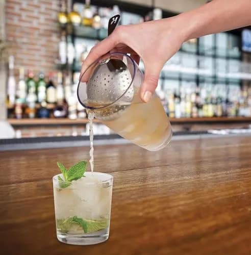 HIC Kitchen Bar Julep Bar Strainer, 18/8 Stainless Steel | Effective Cocktail Straining Tool thumbnail 3