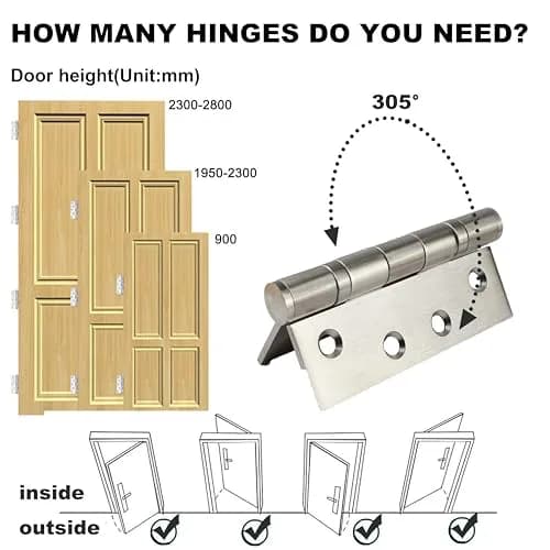 TOGU Brushed Nickel Door Hinge 4" x 3" | Heavy Duty Stainless Steel (70-120 chars) thumbnail 8