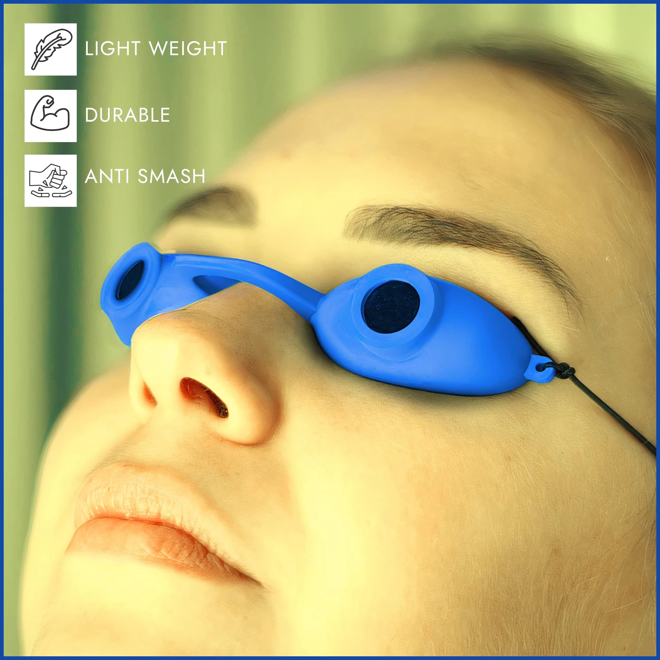 Super Sunnies Flexible UV Eye Tanning Bed Goggles w/Strap - Blue | UV Protection Glasses - view 6