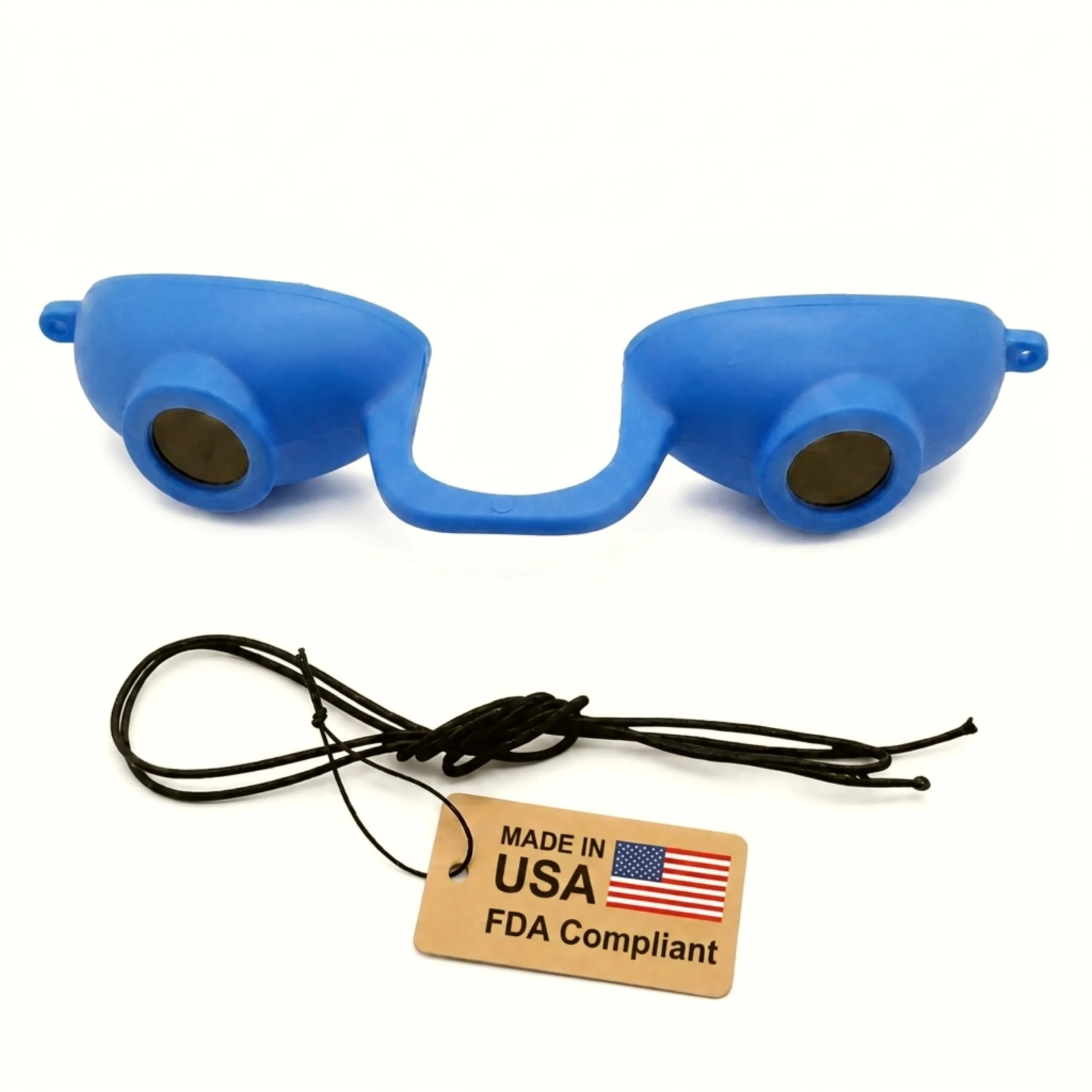 Super Sunnies Flexible UV Eye Tanning Bed Goggles w/Strap - Blue | UV Protection Glasses - main product image