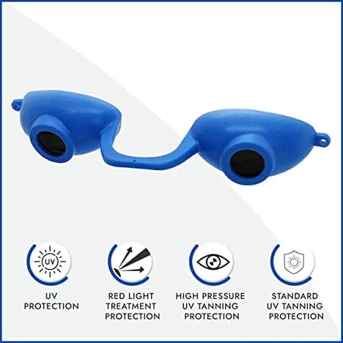 Super Sunnies Flexible UV Eye Tanning Bed Goggles w/Strap - Blue | UV Protection Glasses thumbnail 2