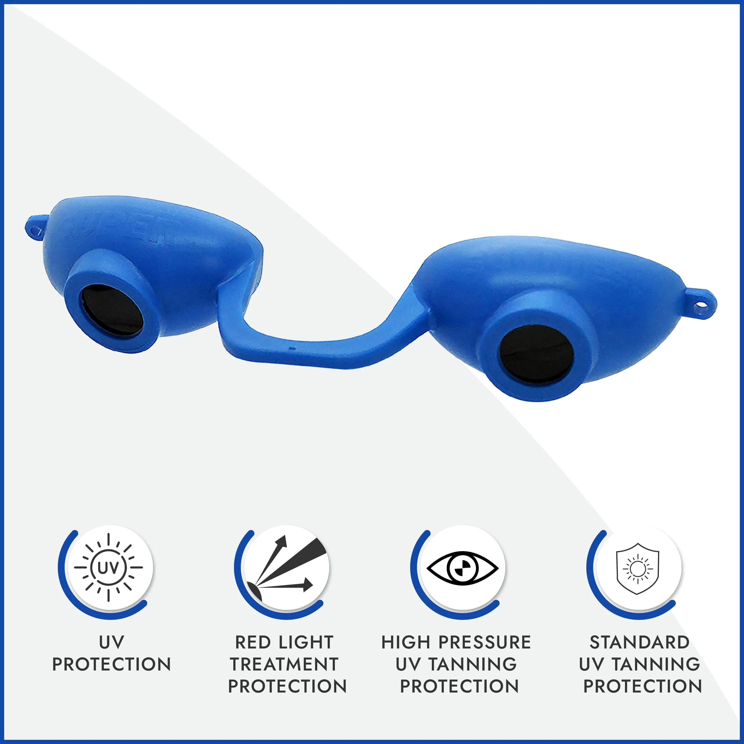 Super Sunnies Flexible UV Eye Tanning Bed Goggles w/Strap - Blue | UV Protection Glasses - view 2