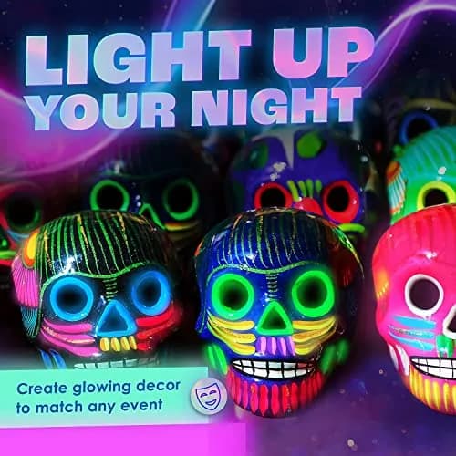 neon nights Glow in The Dark Acrylic Paint Set | 8 x 20ml (0.7 fl oz) Bottles | Vibrant Neon & Luminescent Colors thumbnail 5