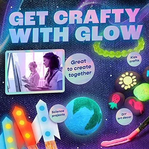neon nights Glow in The Dark Acrylic Paint Set | 8 x 20ml (0.7 fl oz) Bottles | Vibrant Neon & Luminescent Colors thumbnail 3