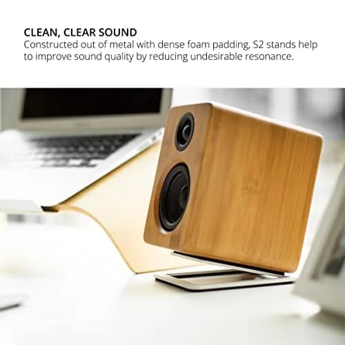 Kanto S2 Tilted Desktop Speaker Stands for Small Speakers & Compact 2”-3” Studio Monitors | Supports 6 lbs | Damping Foam Padding | White, Pair thumbnail 5