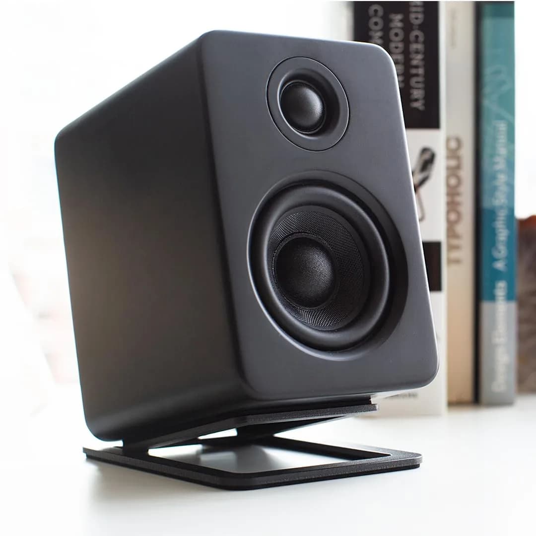 Kanto S2 Tilted Desktop Speaker Stands for Small Speakers & Compact 2”-3” Studio Monitors | Supports 6 lbs | Damping Foam Padding | White, Pair - view 8