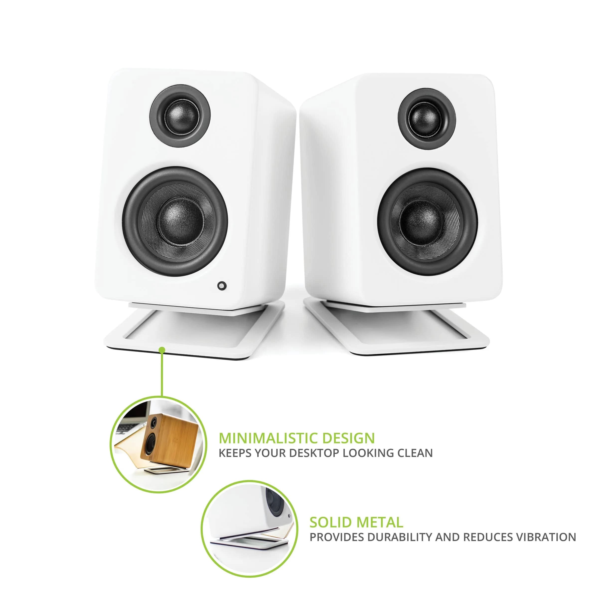 Kanto S2 Tilted Desktop Speaker Stands for Small Speakers & Compact 2”-3” Studio Monitors | Supports 6 lbs | Damping Foam Padding | White, Pair - view 2