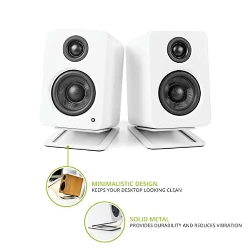 Kanto S2 Tilted Desktop Speaker Stands for Small Speakers & Compact 2”-3” Studio Monitors | Supports 6 lbs | Damping Foam Padding | White, Pair thumbnail 2