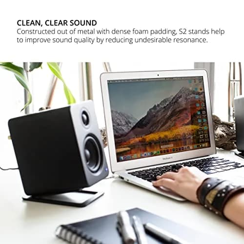 Kanto S2 Tilted Desktop Speaker Stands for Small Speakers & Compact 2”-3” Studio Monitors | Supports 6 lbs | Damping Foam Padding | Black, Pair thumbnail 5
