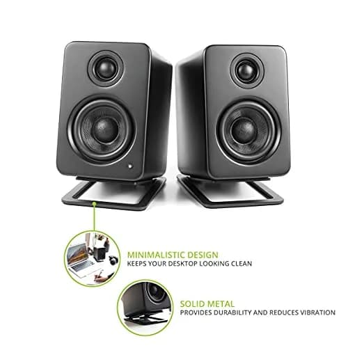 Kanto S2 Tilted Desktop Speaker Stands for Small Speakers & Compact 2”-3” Studio Monitors | Supports 6 lbs | Damping Foam Padding | Black, Pair thumbnail 2