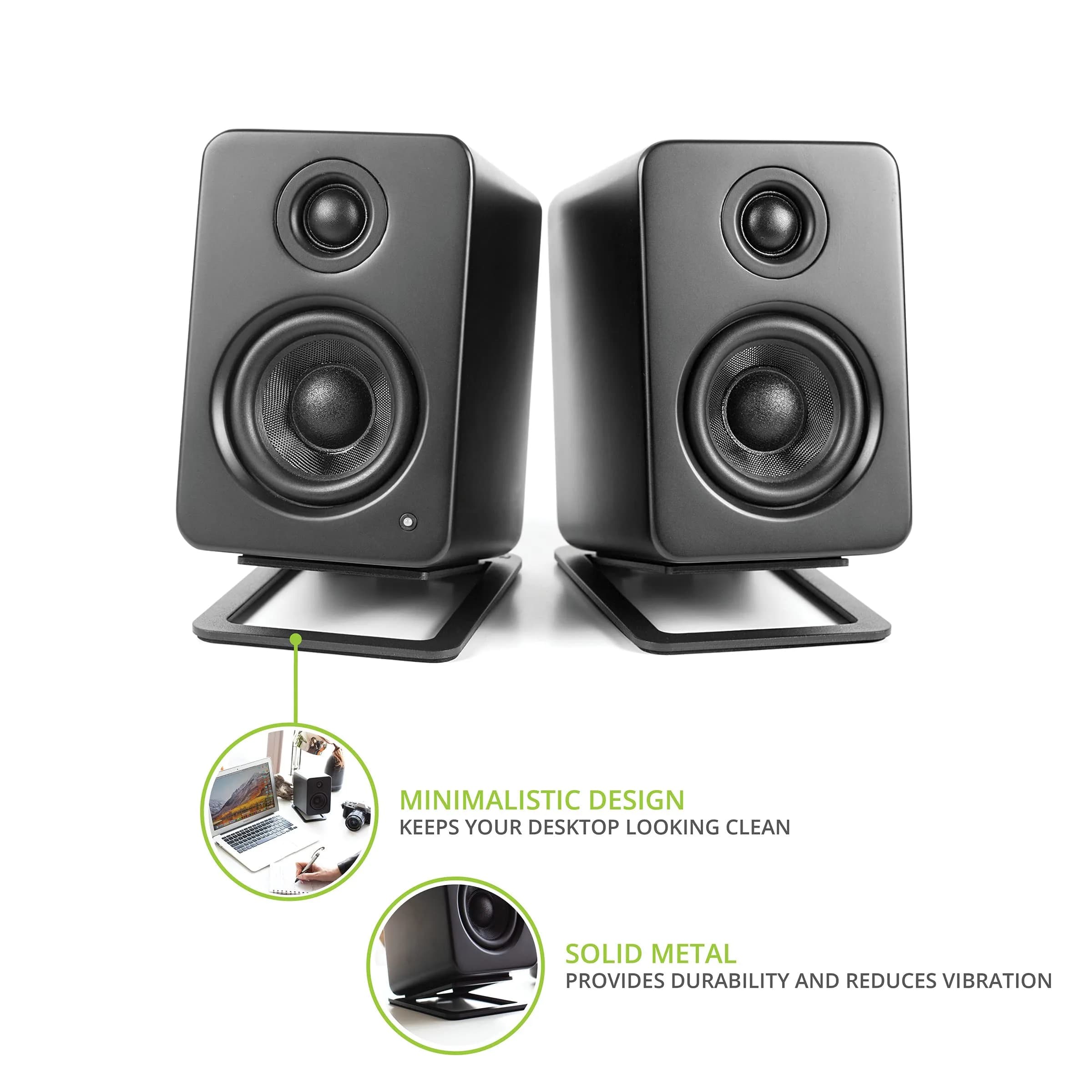 Kanto S2 Tilted Desktop Speaker Stands for Small Speakers & Compact 2”-3” Studio Monitors | Supports 6 lbs | Damping Foam Padding | Black, Pair - view 2