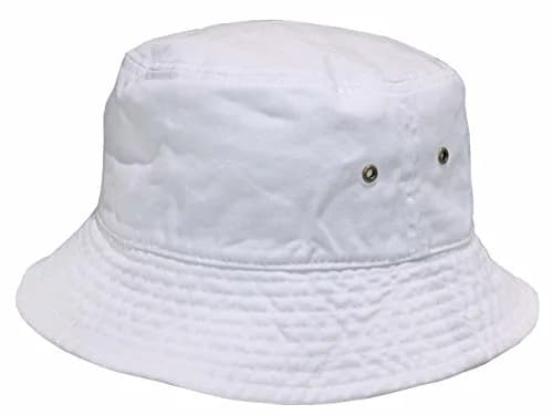 Newhattan Short Brim Visor Cotton Bucket Sun Hat White Small/Medium | Breathable UV Protection thumbnail 1