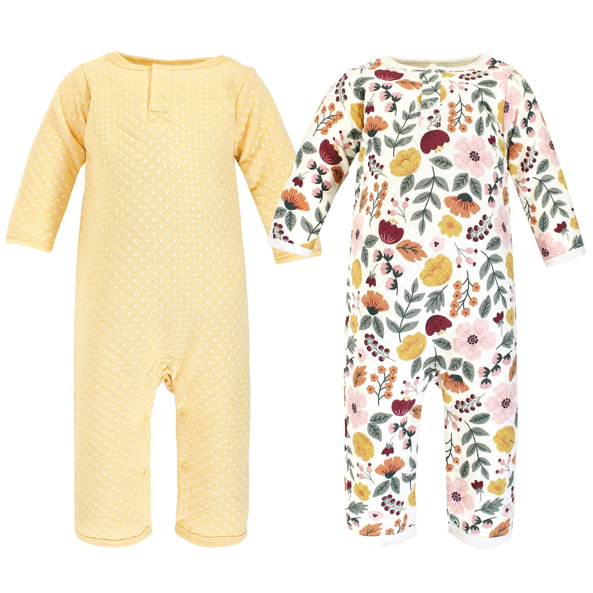 Hudson Baby Unisex Baby Premium Quilted Coveralls 0-3 Months | Fall Botanical, Cozy Cotton — Fall Botanical