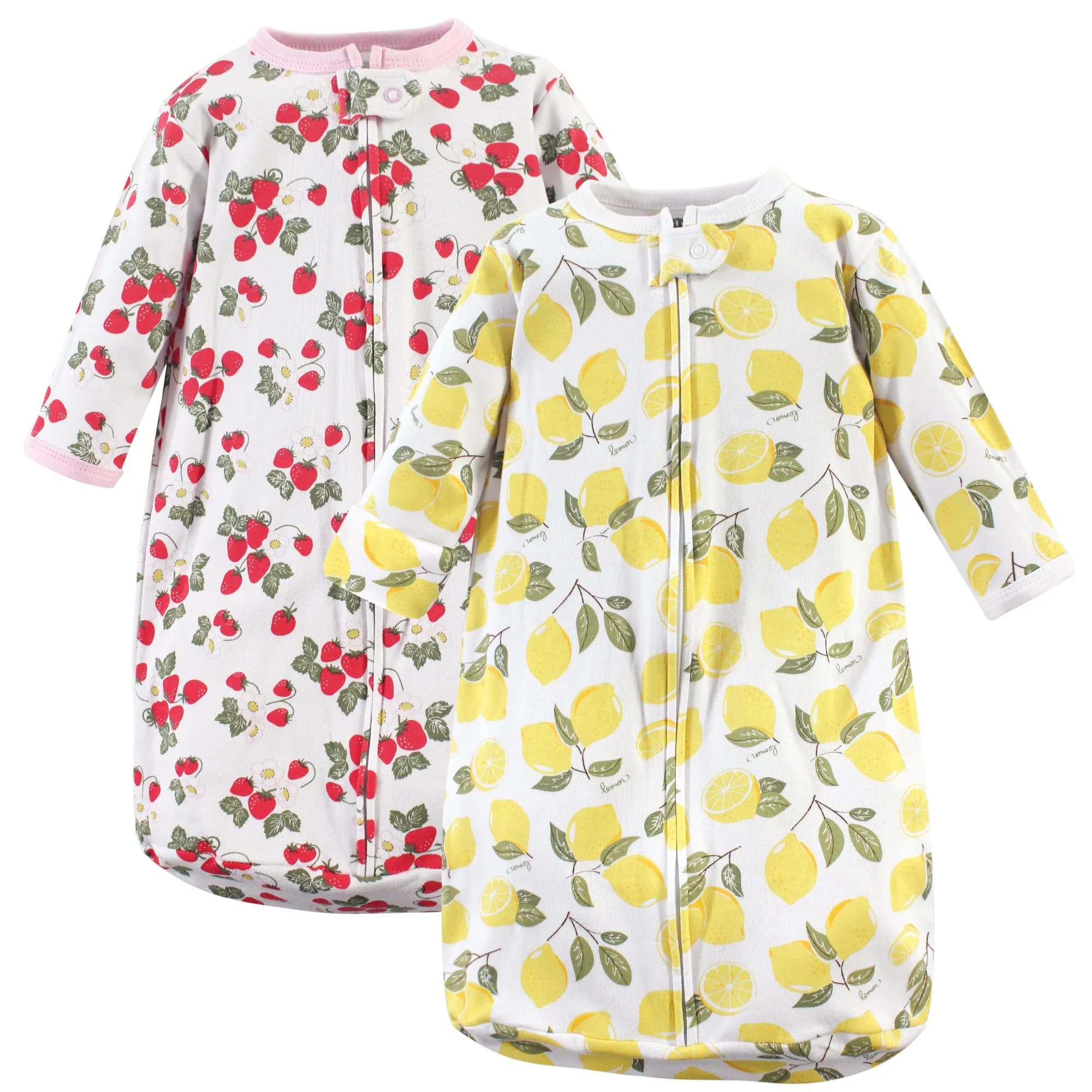 Hudson Baby Strawberry Lemon Cotton Long-Sleeve Wearable Sleep Sack | Safe Baby Sleepwear