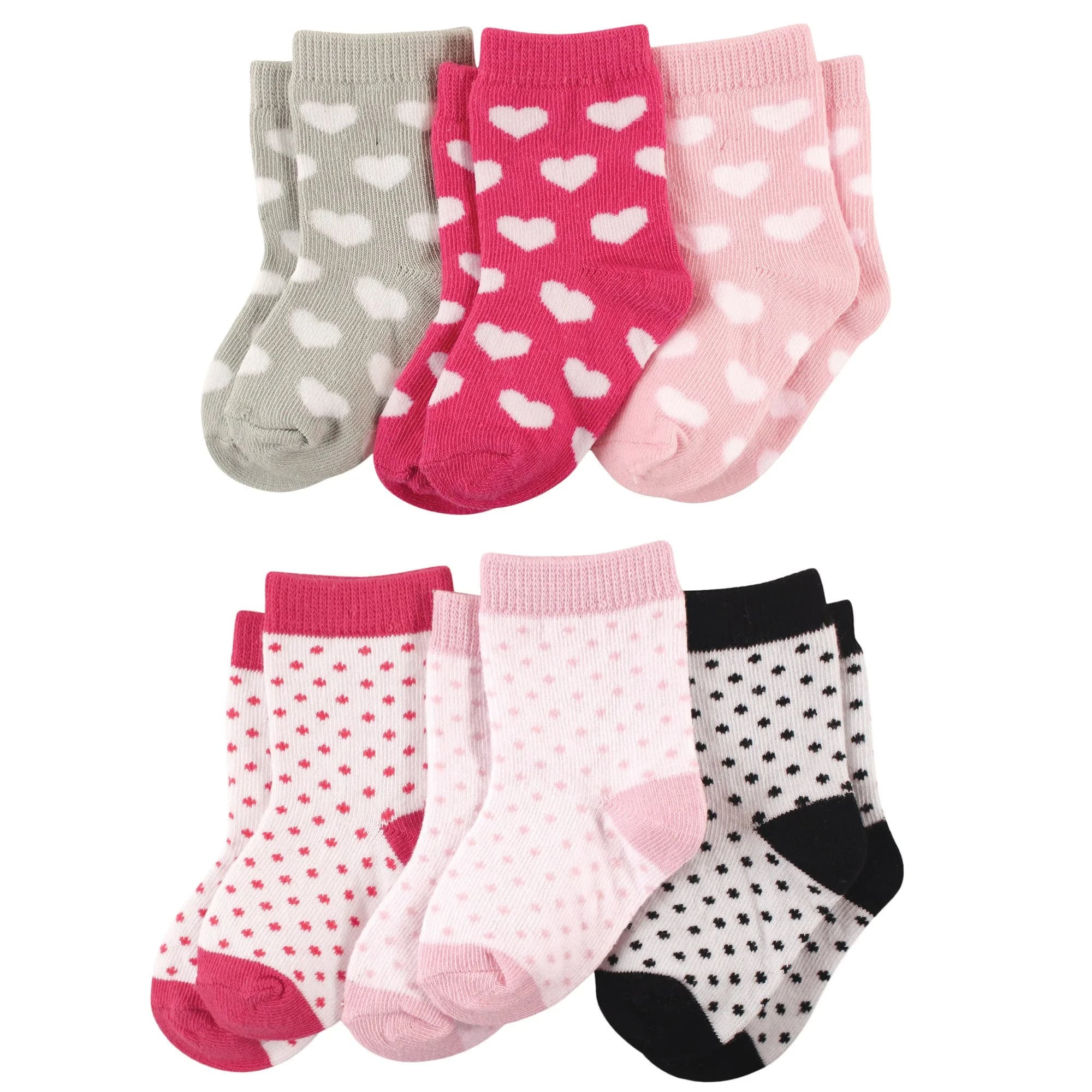 Luvable Friends Unisex Baby Socks Set, Hearts Dots, 6-12 Months | Soft Cotton Blend for Daily Comfort — 12-24 Months