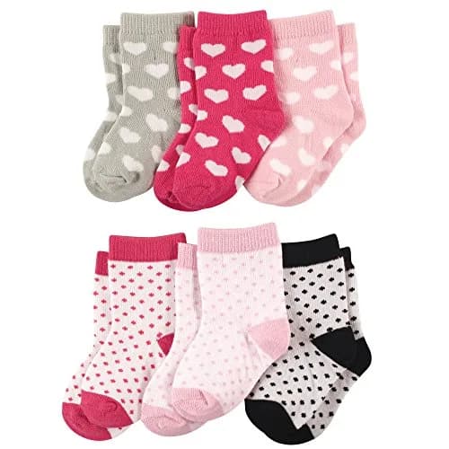 Luvable Friends Unisex Baby Socks Set, Hearts Dots, 12-24 Months | Soft Cotton, No Fuss Dressing, USA Import thumbnail 1