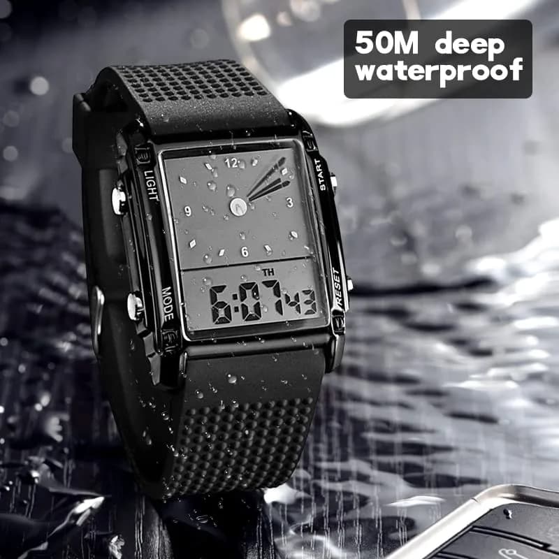 FANMIS Men's Analog Digital Sports Watch 50M LED Backlight Watch 38mm (1.5in) | Dual Time Alarm Calendar Multifunctional Stopwatch - view 5