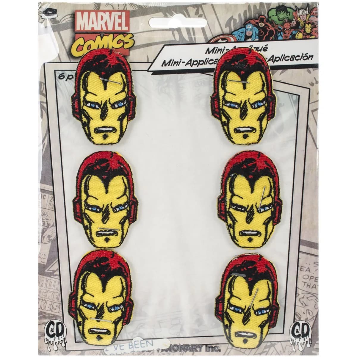 C&D Visionary Marvel Comics Retro Iron Man 2" Embroidered Patch Set | Iron-On or Sew for Garments — 2"