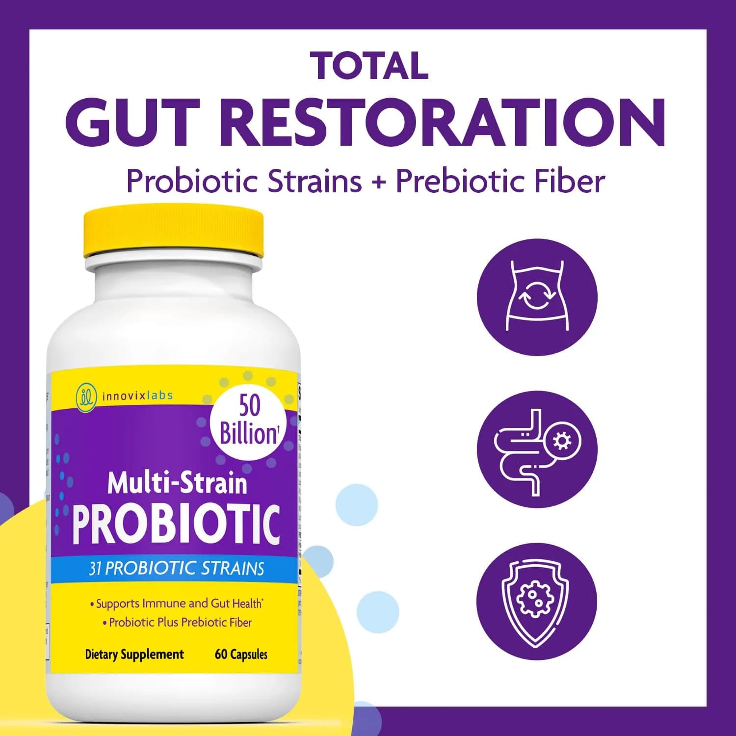 InnovixLabs Multi Strain Probiotics 50 Billion CFU | 31 Probiotic Strains + Prebiotic Fiber - view 2
