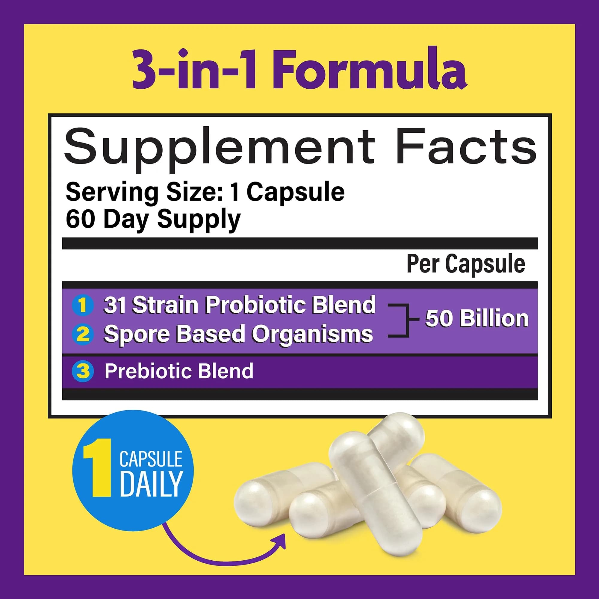 InnovixLabs Multi Strain Probiotics 50 Billion CFU | 31 Probiotic Strains + Prebiotic Fiber - view 3