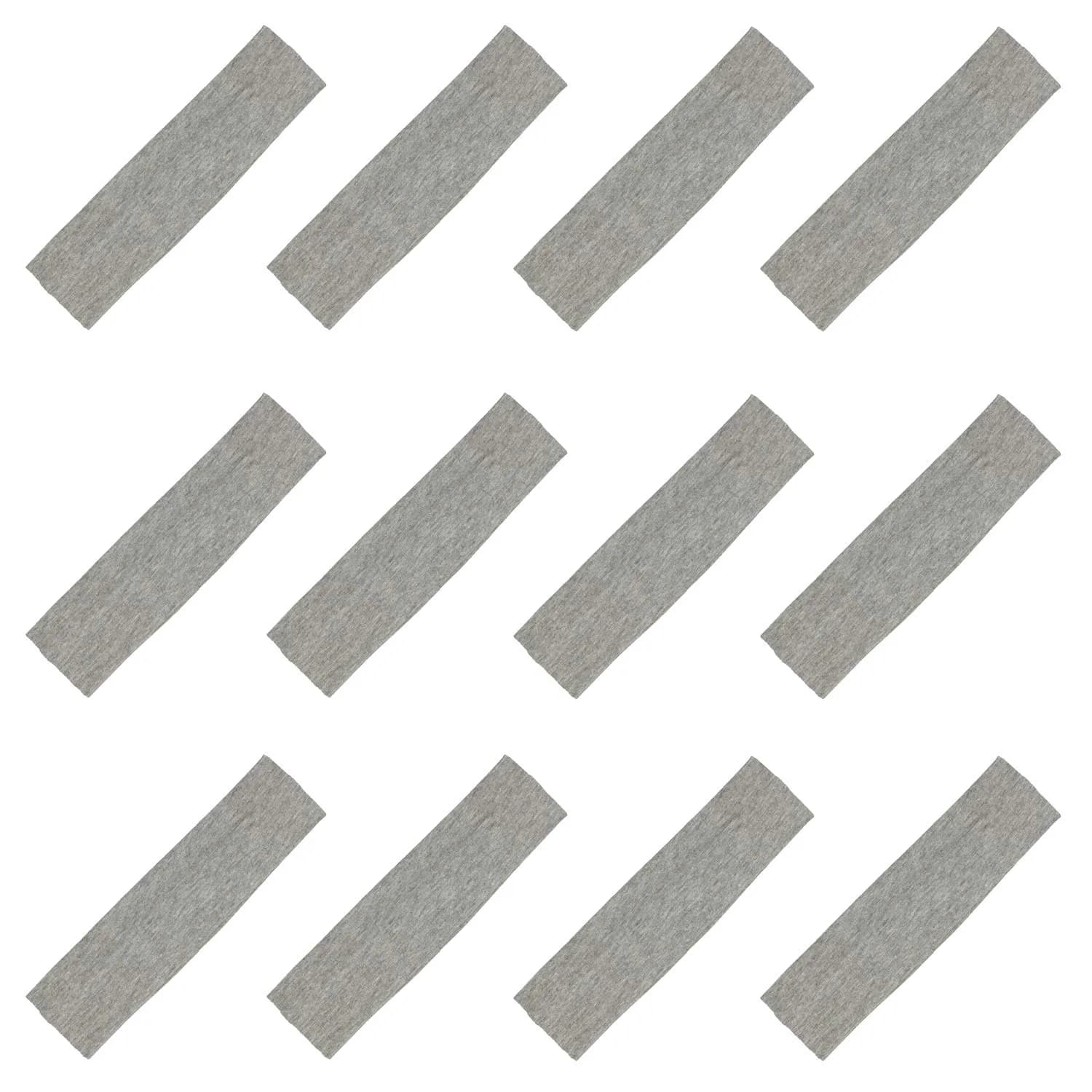 Kenz Laurenz Soft and Stretchy Cotton Headbands Pack of 12 | Ideal for Sports & Fashion (70-120 chars) — Light Grey