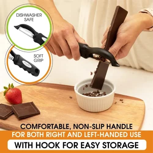Spring Chef Swivel Vegetable Peeler Black | Dual Stainless Steel Blades & Soft Grip Handle (19 cm / 7.5 inch) thumbnail 5