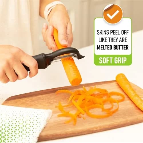 Spring Chef Swivel Vegetable Peeler Black | Dual Stainless Steel Blades & Soft Grip Handle (19 cm / 7.5 inch) thumbnail 7