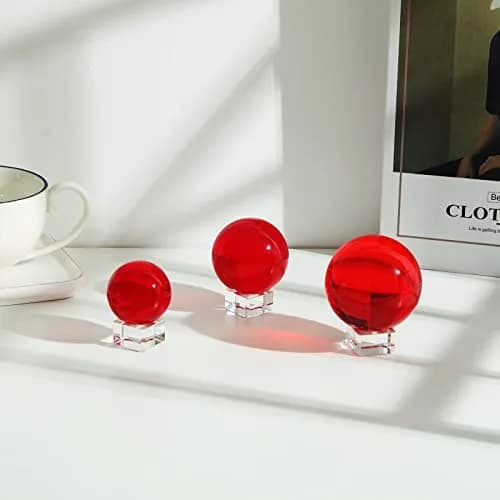 LONGWIN 40mm (1.6 inch) Solid Fengshui Crystal Ball | Red, Lead-Free, Meditation & Decor thumbnail 4
