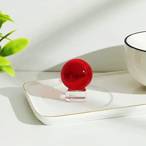 LONGWIN 40mm (1.6 inch) Solid Fengshui Crystal Ball | Red, Lead-Free, Meditation & Decor thumbnail 3