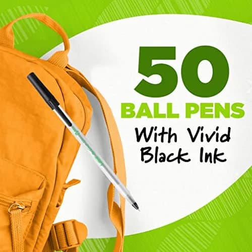 BIC Ecolutions Round Stic Ballpoint Pens, Medium Point (1.0mm), 50-Count Pack, Red Ink | Smooth Writing for Students & Office thumbnail 3