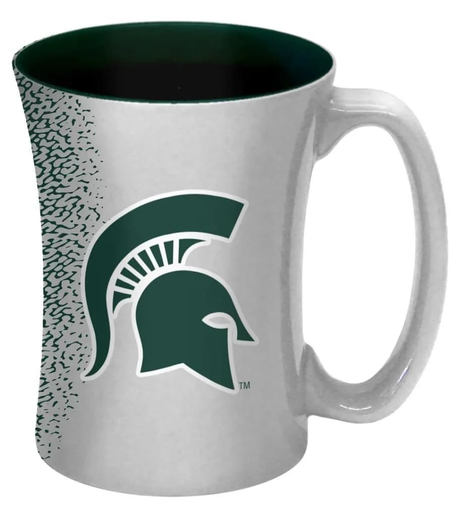 Boelter Brands NCAA Michigan State Spartans Mocha Mug 14-ounce | Unique Sculpted Design, Colorful Team Graphics, Microwave & Dishwasher Safe — White