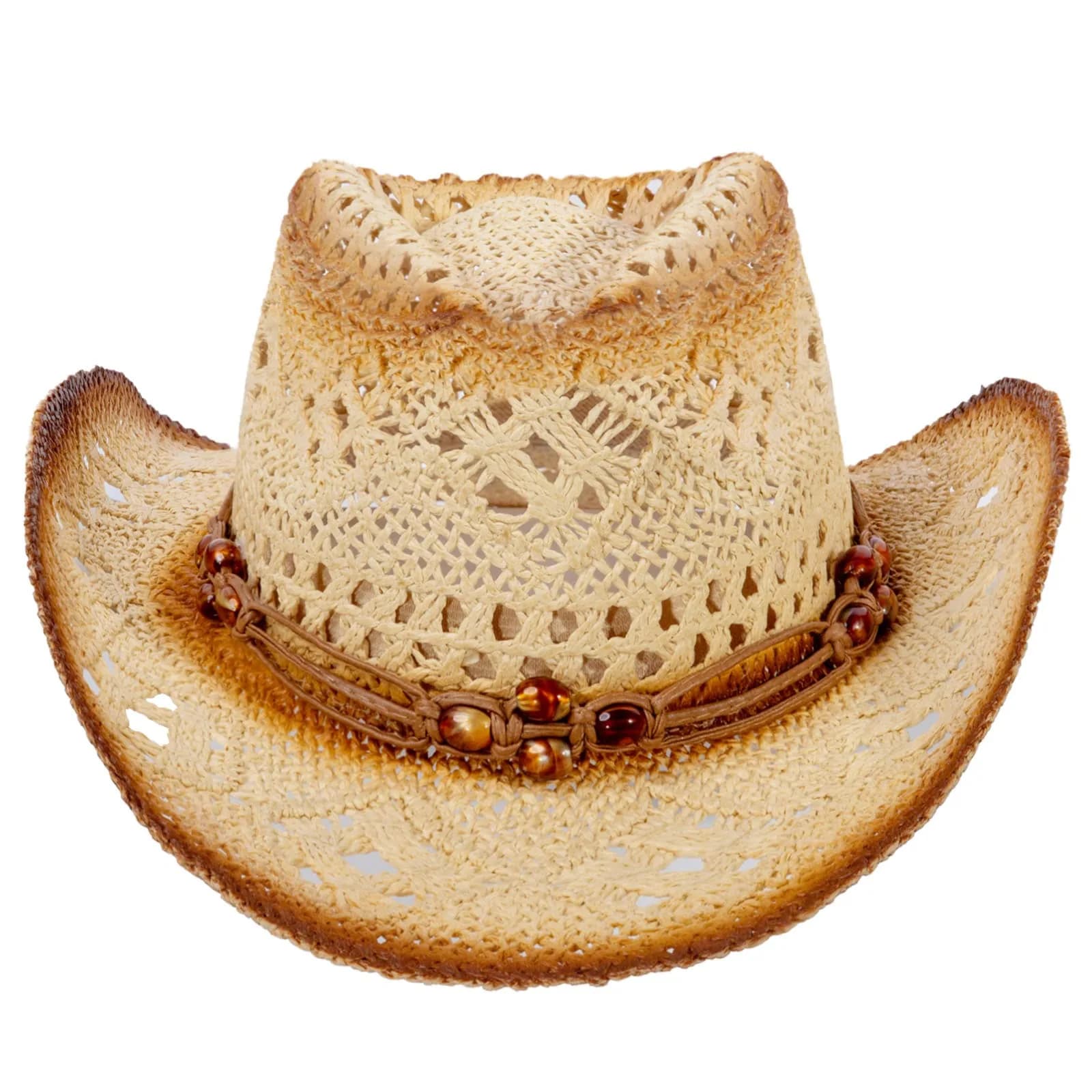 Simplicity Cowboy Hat for Men, Straw Western Hat, Brown with Leather Band | Classic Western Style for Men