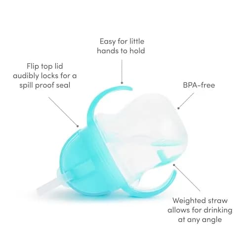 Munchkin Any Angle Weighted Straw Sippy Cup for Toddlers 210ml (7oz) | Spill-Proof, BPA-Free, Blue thumbnail 3