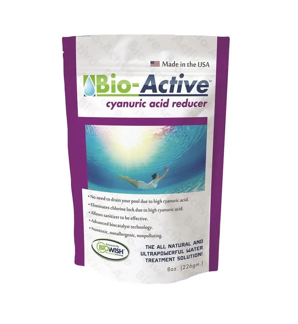 Bio-Active 100% Cyanuric Acid Reducer for Swimming Pools | Non-Toxic Powder | 8 oz. | Treats Pools Up to 25,000 Gallons