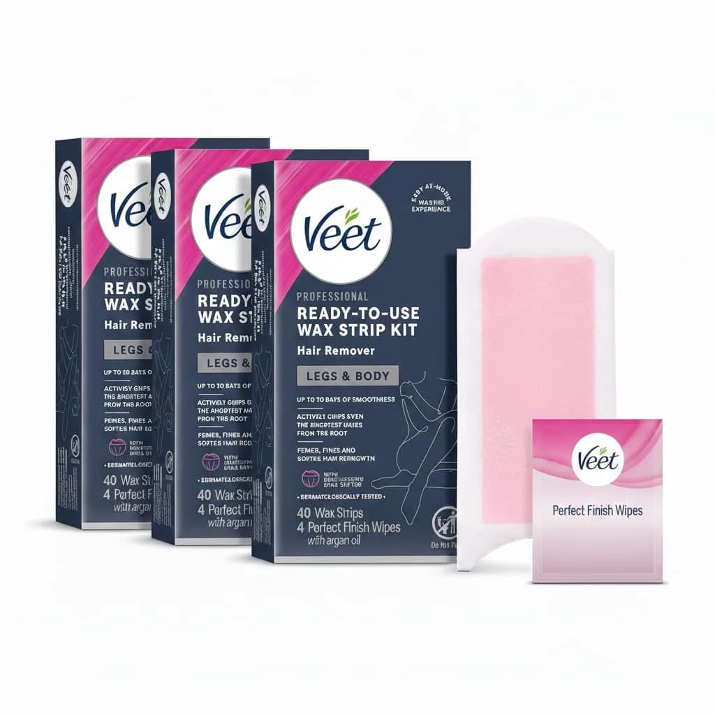 Veet Ready-To-Use Waxing Kit for Women, 44 Count (Pack of 3) | Effortless Hair Removal at Home