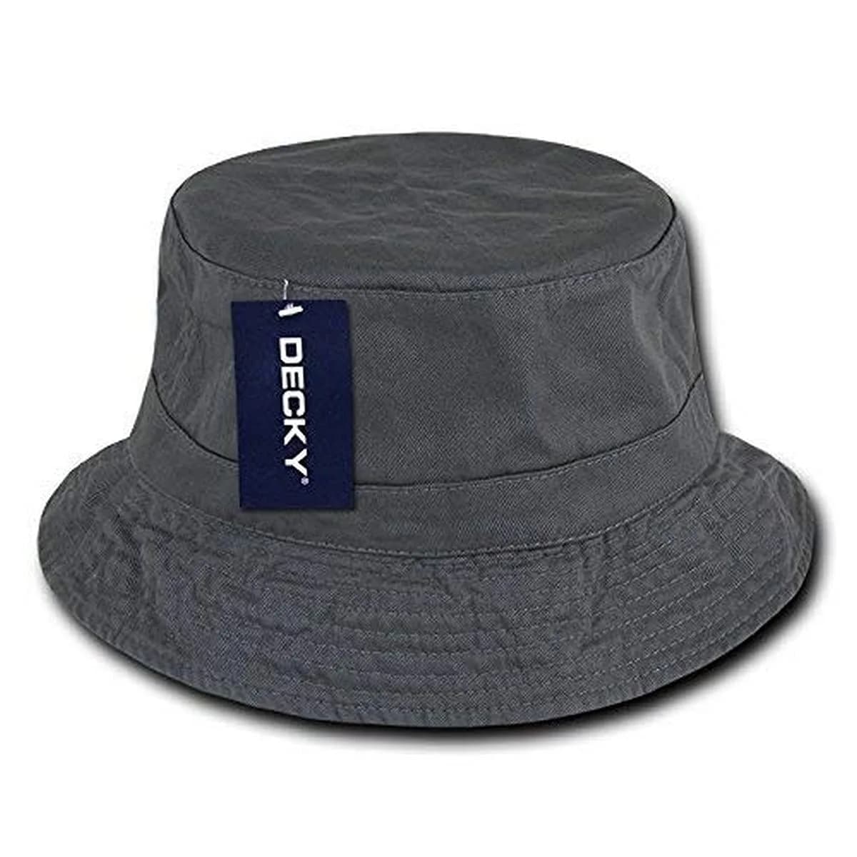 DECKY Polo Bucket Hat, Grey, L/XL | Washed Cotton, Snug Fit, Unconstructed Style — Charcoal / Small-Medium