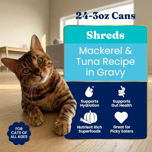 Solid Gold Wet Cat & Kitten Food, Mackerel & Tuna Shreds in Gravy, 24ct | Grain-Free, Holistic Nutrition for Cats & Kittens thumbnail 2