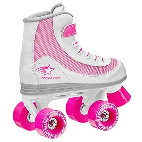 Roller Derby FireStar Youth Girl's Roller Skate White/Pink Size 1 | Comfortable & Stylish for Beginners thumbnail 2