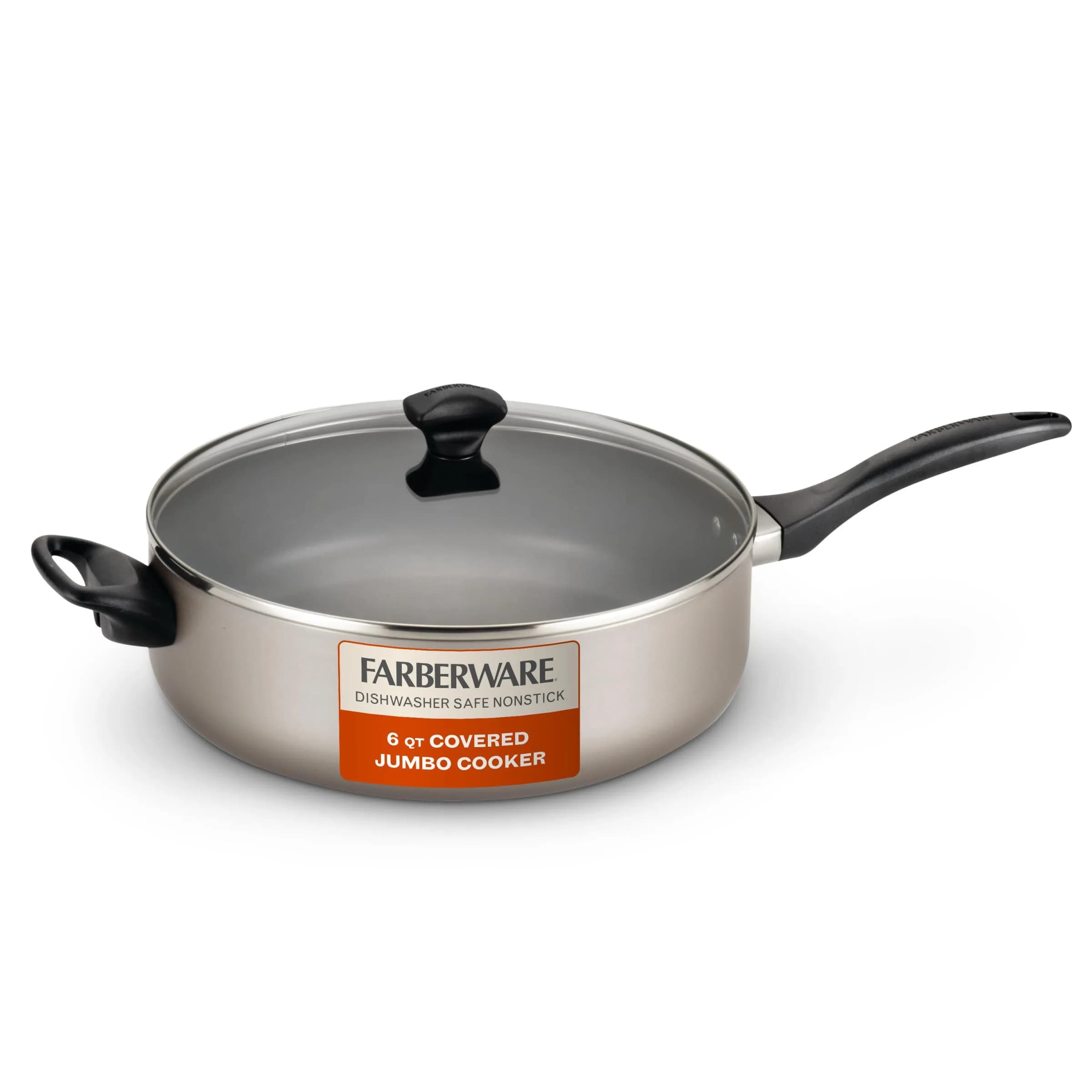 Farberware Jumbo Cooker 6 Quart | Nonstick Aluminum, Dishwasher Safe, with Lid & Helper Handle - main product image