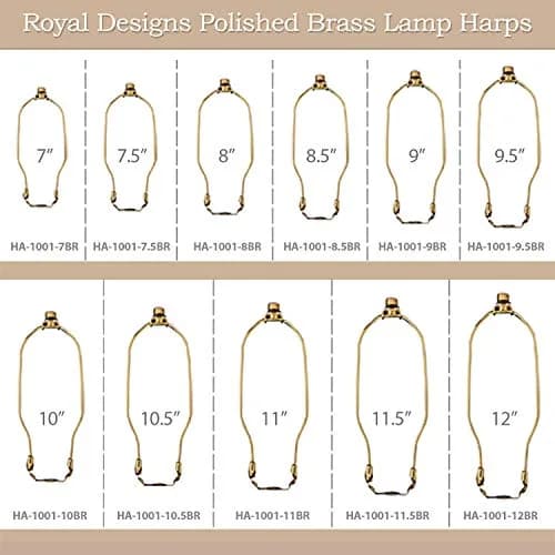 Royal Designs Heavy Duty Lamp Harp Finial & Holder Set 8" Polished Brass | Easy Fit & Modern Decor thumbnail 4